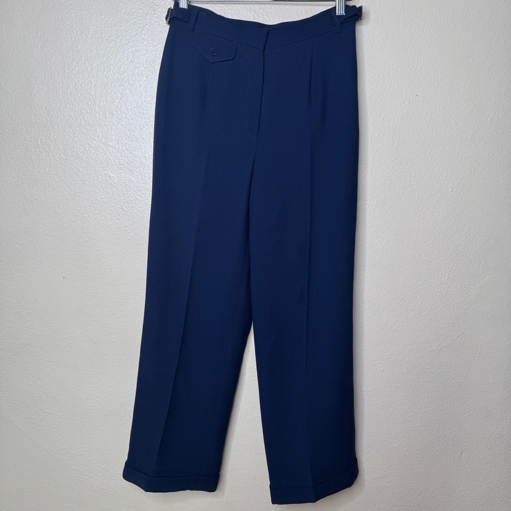 Lauren Ralph Lauren Pants Women's 8P Navy Wool Blend Chino Straight Leg